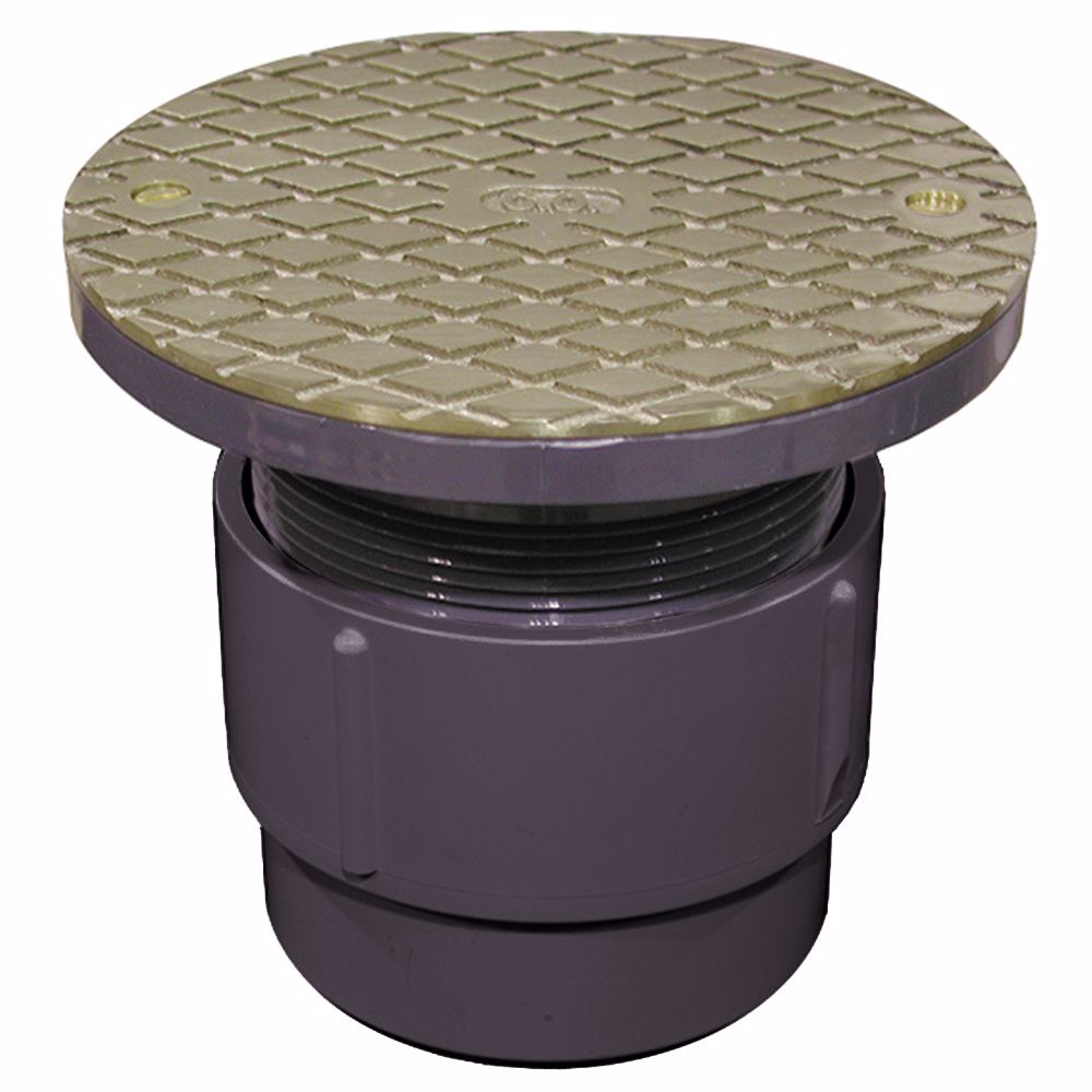 Jones Stephens C59012 3" x 4" PVC Pipe Fit Base Cleanout with 3-1/2" Plastic Spud and 6" Nickel Bronze Cover