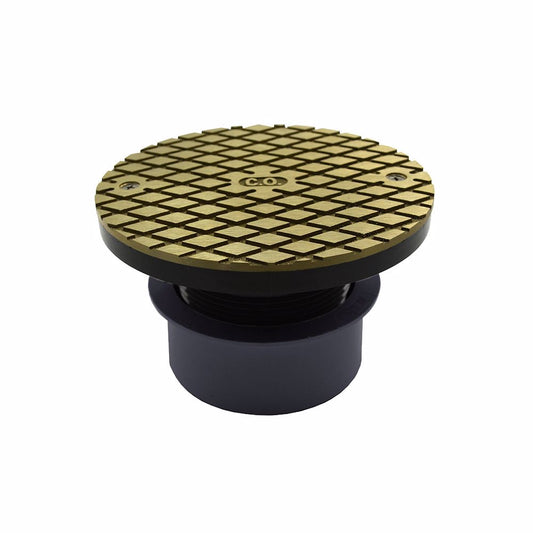 Jones Stephens C59022 4" PVC Inside Pipe Fit Base Cleanout with 3" Plastic Spud and 6" Nickel Bronze Cover