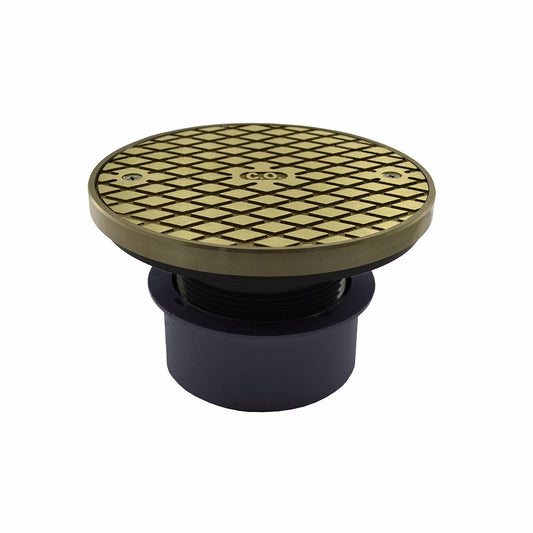 Jones Stephens C59026 4" PVC Inside Pipe Fit Base Cleanout with 3" Plastic Spud and 6" Nickel Bronze Cover with Ring