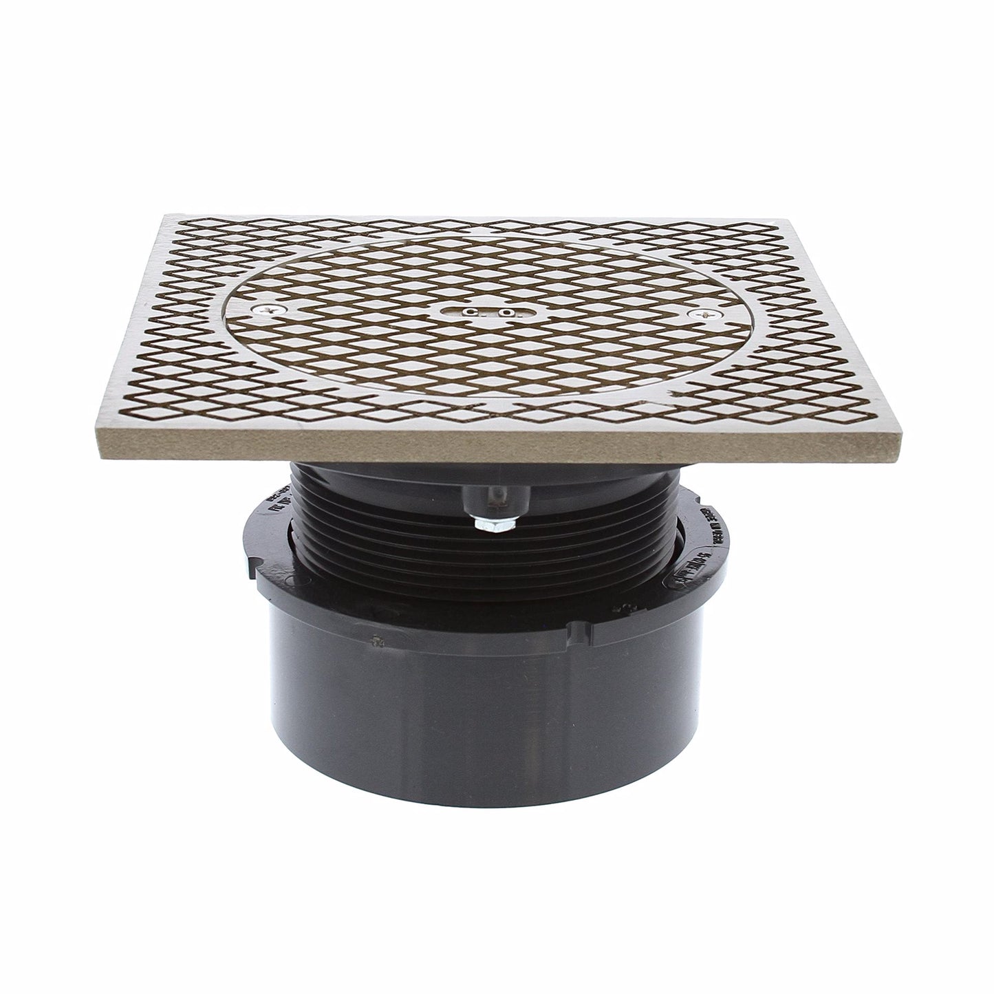 Jones Stephens C59050 4" PVC Inside Pipe Fit Base Cleanout with 3-1/2" Plastic Spud and 7" Polished Brass Cover