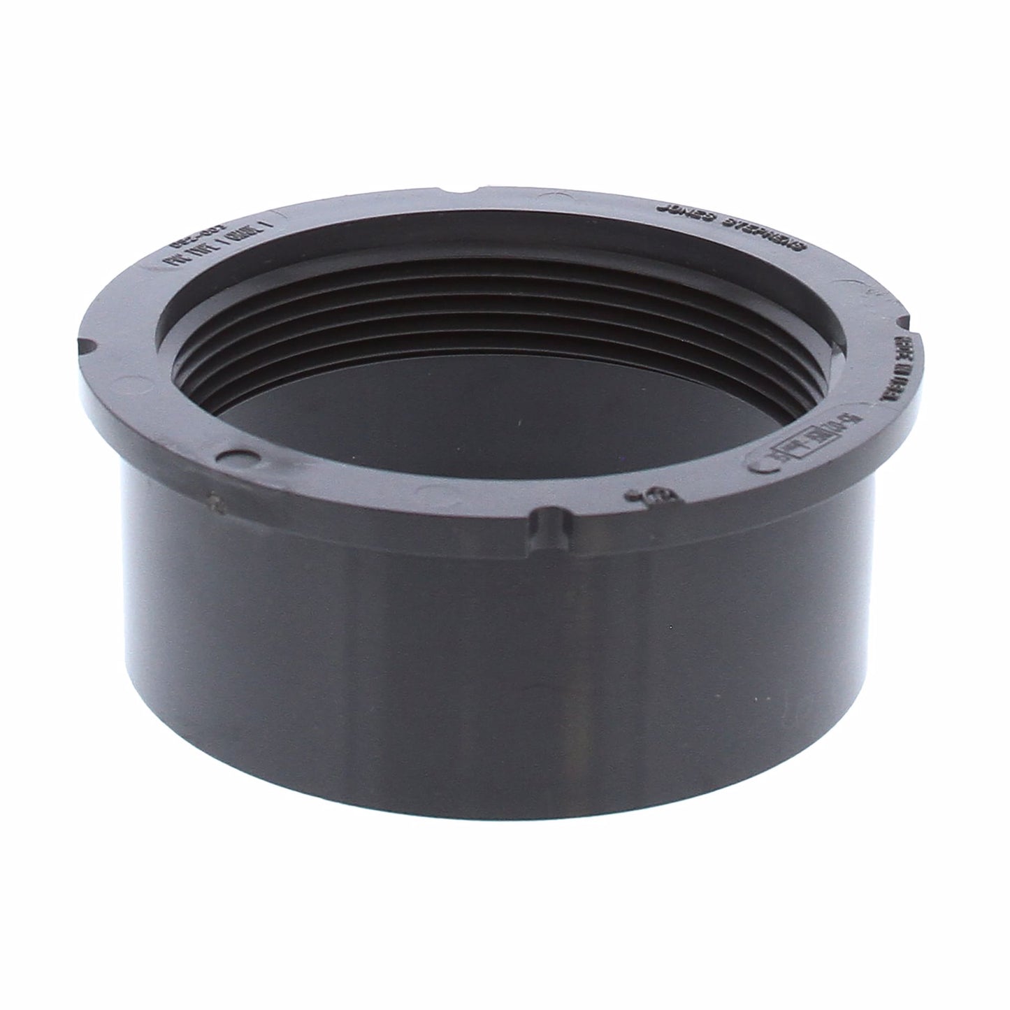 Jones Stephens C59050 4" PVC Inside Pipe Fit Base Cleanout with 3-1/2" Plastic Spud and 7" Polished Brass Cover