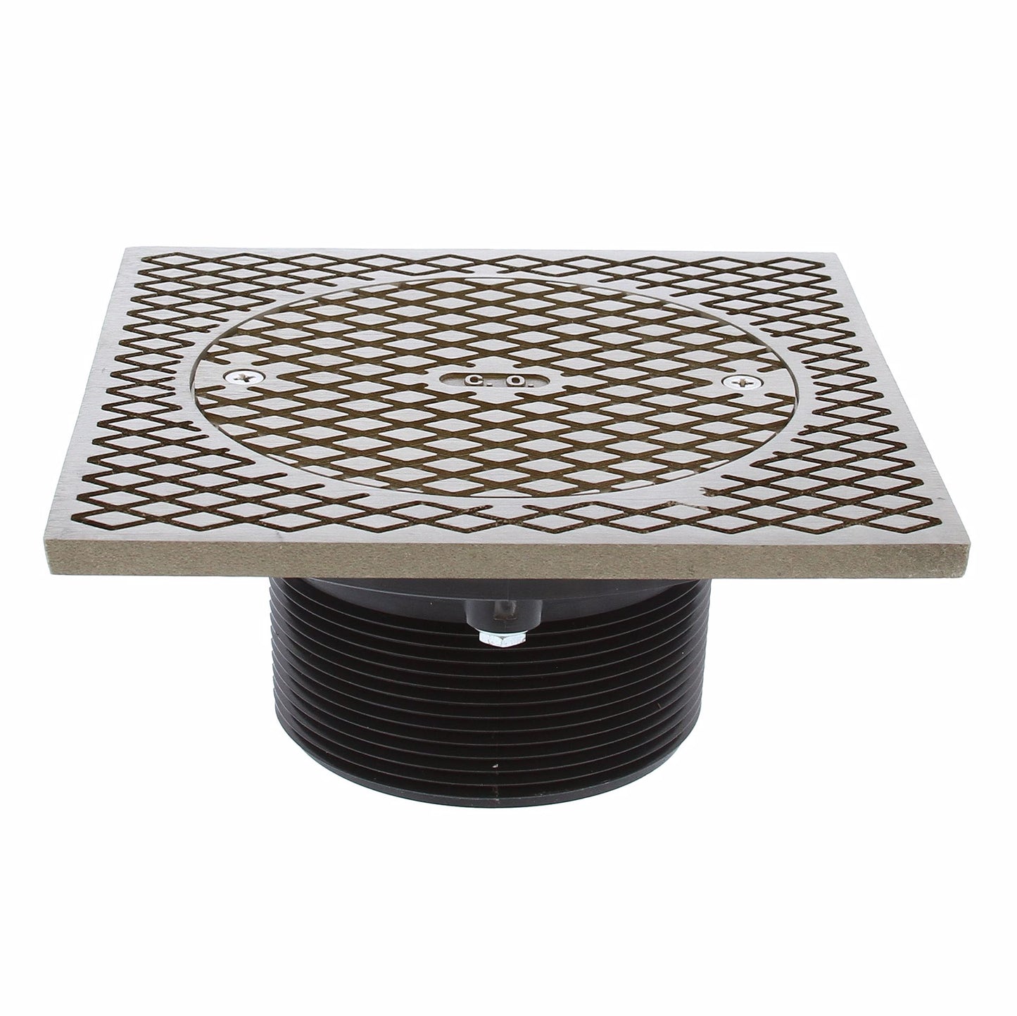 Jones Stephens C59050 4" PVC Inside Pipe Fit Base Cleanout with 3-1/2" Plastic Spud and 7" Polished Brass Cover