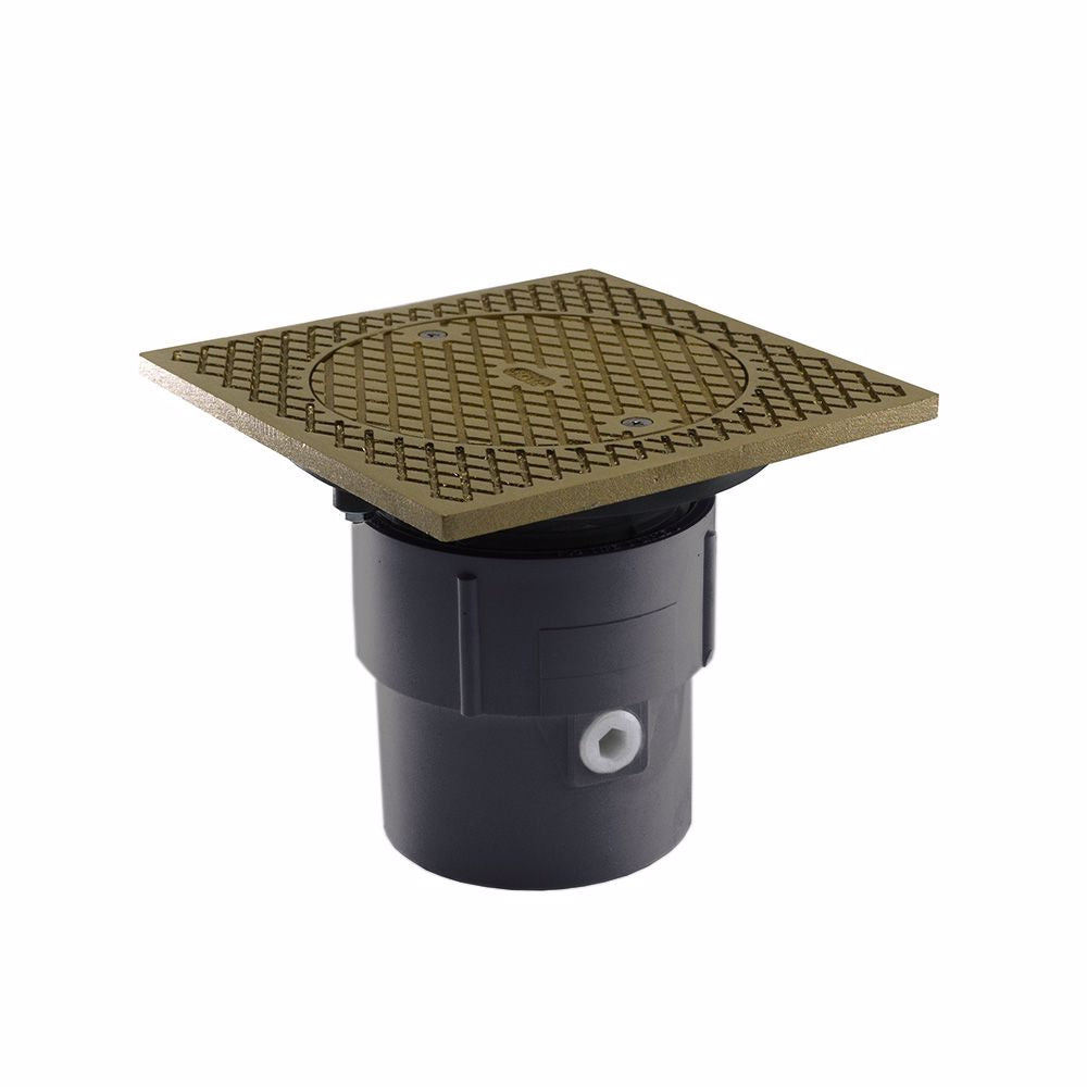 Jones Stephens C59056 3" x 4" PVC Pipe Fit Base Cleanout with 3-1/2" Plastic Spud and 7" Nickel Bronze Cover