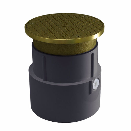 Jones Stephens C59064 4" PVC Over Pipe Fit Base Cleanout with 3-1/2" Metal Spud and 5" Polished Brass Cover