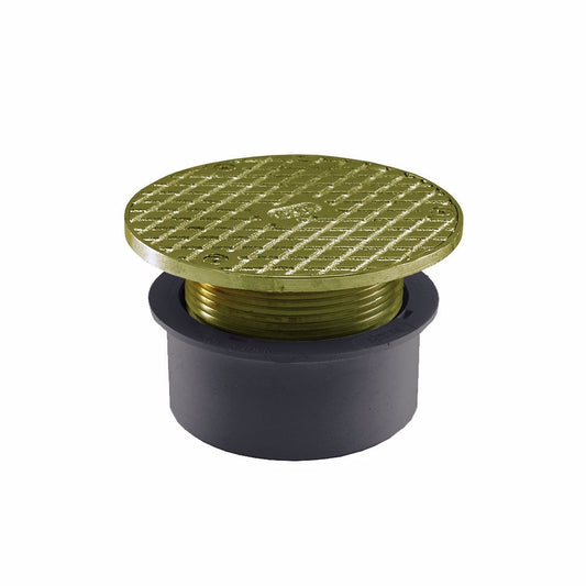 Jones Stephens C59090 4" PVC Inside Pipe Fit Base Cleanout with 3" Metal Spud and 5" Nickel Bronze Cover
