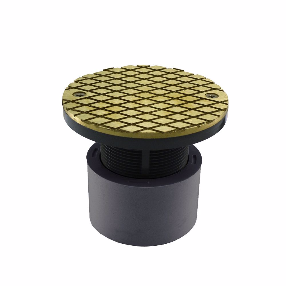 Jones Stephens C59098 2" x 3" PVC Cleanout with 2" Plastic Spud and 4" Nickel Bronze Cover