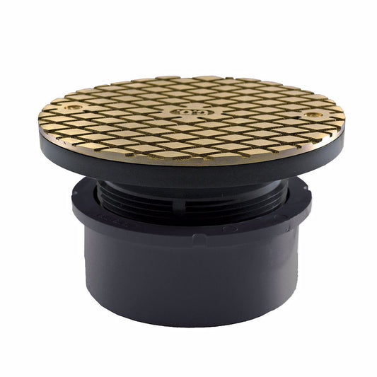 Jones Stephens C59202 4" PVC Hub Fit Base Cleanout with 3-1/2" Plastic Spud and 5" Nickel Bronze Cover