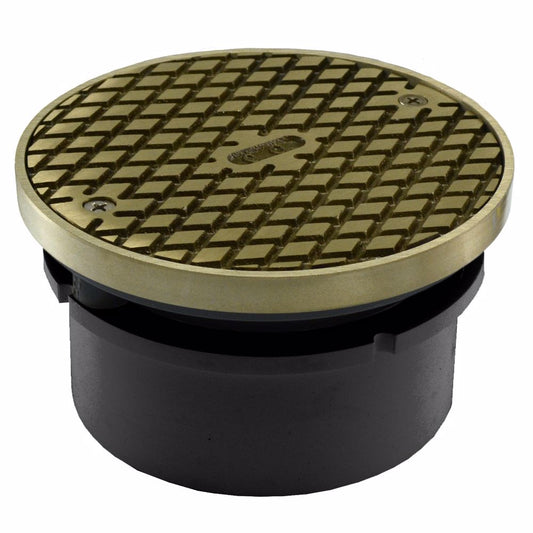 Jones Stephens C59203 4" PVC Hub Fit Base Cleanout with 3-1/2" Plastic Spud and 5" Nickel Bronze Cover with Ring