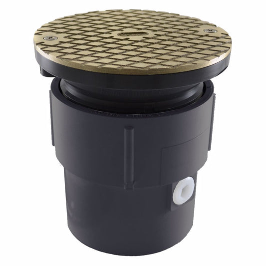 Jones Stephens C59218 3" x 4" PVC Pipe Fit Base Cleanout with 3-1/2" Plastic Spud and and 5" Nickel Bronze Cover