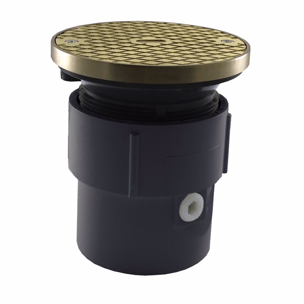 Jones Stephens C59219 3" x 4" PVC Pipe Fit Base Cleanout with 3-1/2" Plastic Spud and 5" Nickel Bronze Cover with Ring