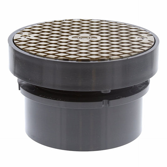 Jones Stephens C59240 4” LevelBest® Complete Hub Fit Cleanout System with 3” Plastic Spud and 5” Nickel Bronze Cover