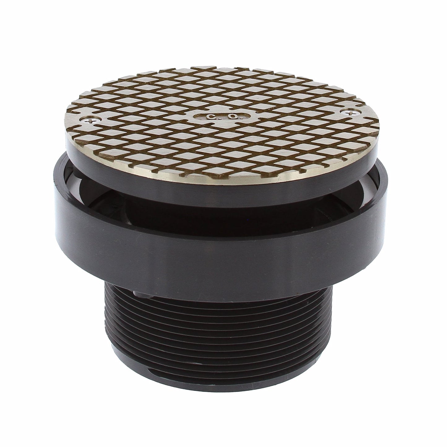 Jones Stephens C59240 4” LevelBest® Complete Hub Fit Cleanout System with 3” Plastic Spud and 5” Nickel Bronze Cover