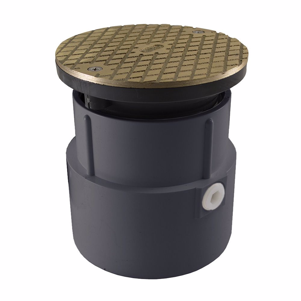 Jones Stephens C60020 4" PVC Over Pipe Fit Base Cleanout with 3-1/2" Plastic Spud and 6" Nickel Bronze Cover