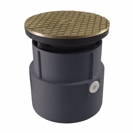 Jones Stephens C60020 4" PVC Over Pipe Fit Base Cleanout with 3-1/2" Plastic Spud and 6" Nickel Bronze Cover