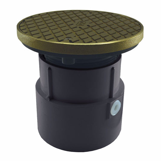 Jones Stephens C60024 4" PVC Over Pipe Fit Base Cleanout with 3-1/2" Plastic Spud and 6" Nickel Bronze Cover with Ring