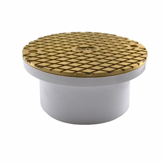Jones Stephens C60060 3" x 4" PVC General Purpose Access Fitting with 5" Polished Brass Cover