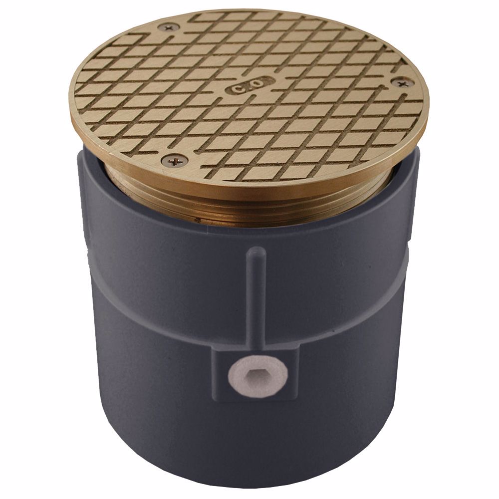 Jones Stephens C60094 4" PVC Over Pipe Fit Base Cleanout with 4" Metal Spud and 6" Nickel Bronze Cover