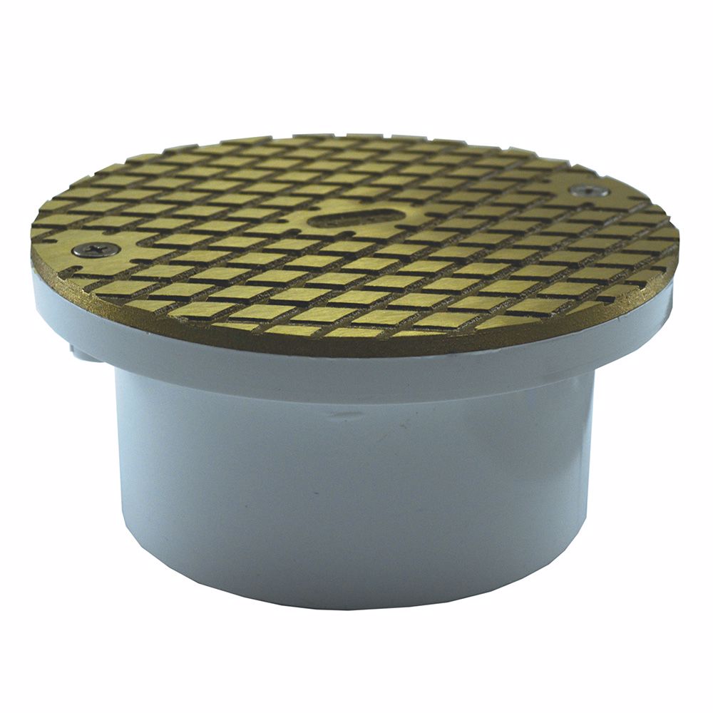Jones Stephens C60160 3" x 4" PVC General Purpose Cleanout with 5" Polished Brass Cover with Ring