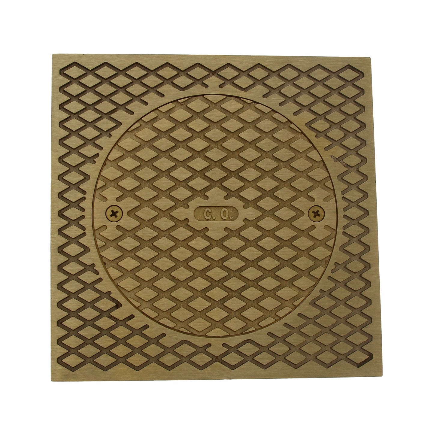 Jones Stephens C60530 7" Square Polished Brass Cleanout Top with C60502 Cover and Screws