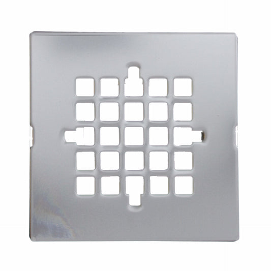 Jones Stephens C60888 4-1/4" Polished Stainless Steel Square Strainer, Snap-In