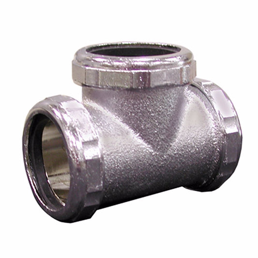 Jones Stephens C74105 1-1/2" x 1-1/2" x 1-1/2" Chrome Plated Slip Joint Tee