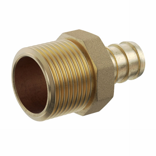 Jones Stephens C76082LF 3/4" F1807 x 1/2" MIP Brass PEX Adapter, Bag of 50