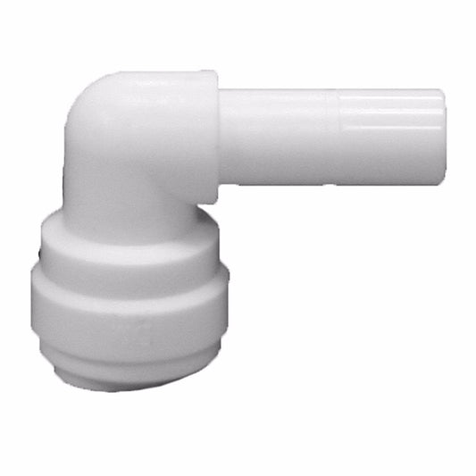 Jones Stephens C76889 1/4" Tube OD x 1/4" Tube OD Plastic Push On 90° Elbow Adapter