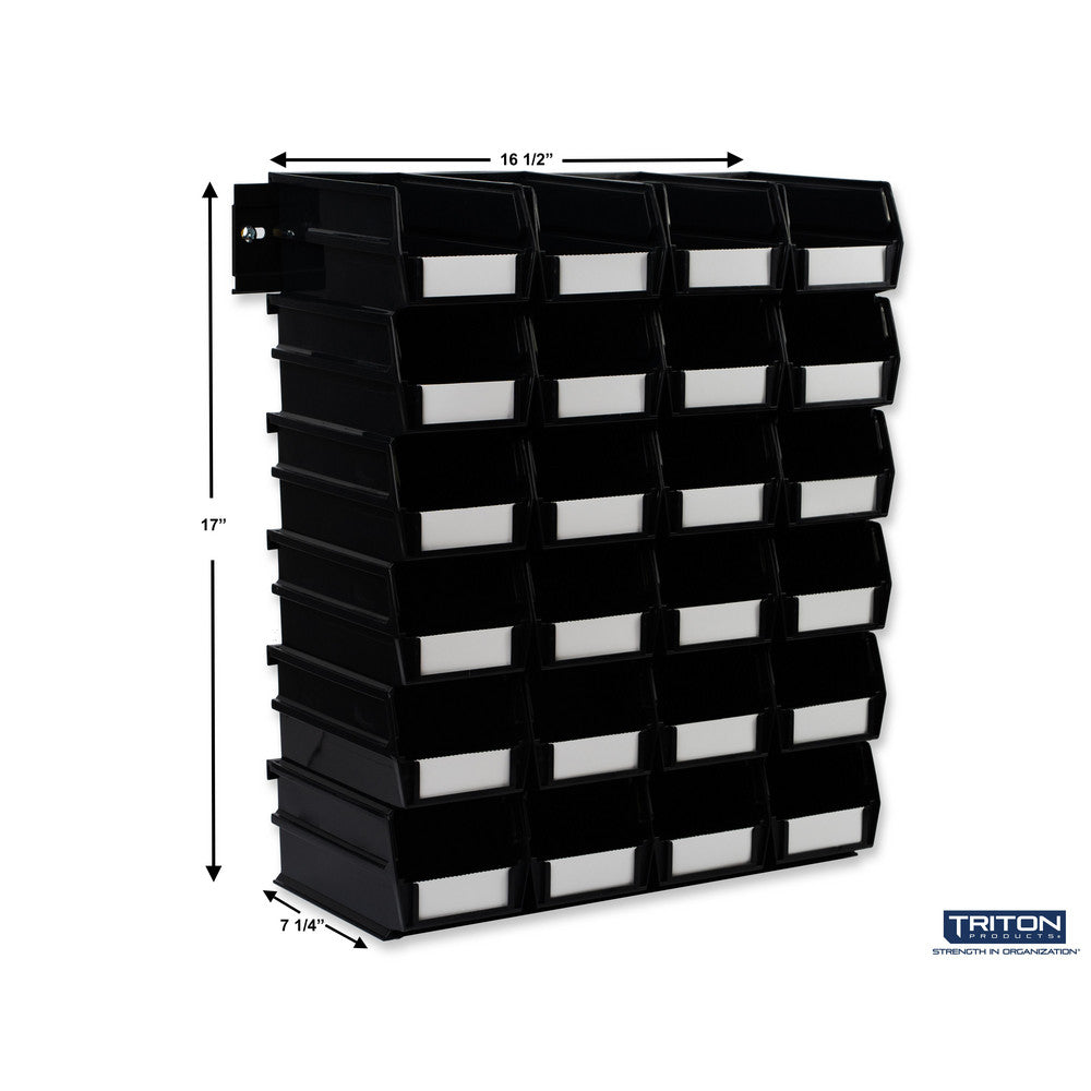 Triton Products 3-220BKWS Wall Storage-Med Black Bins/Rails 26 CT