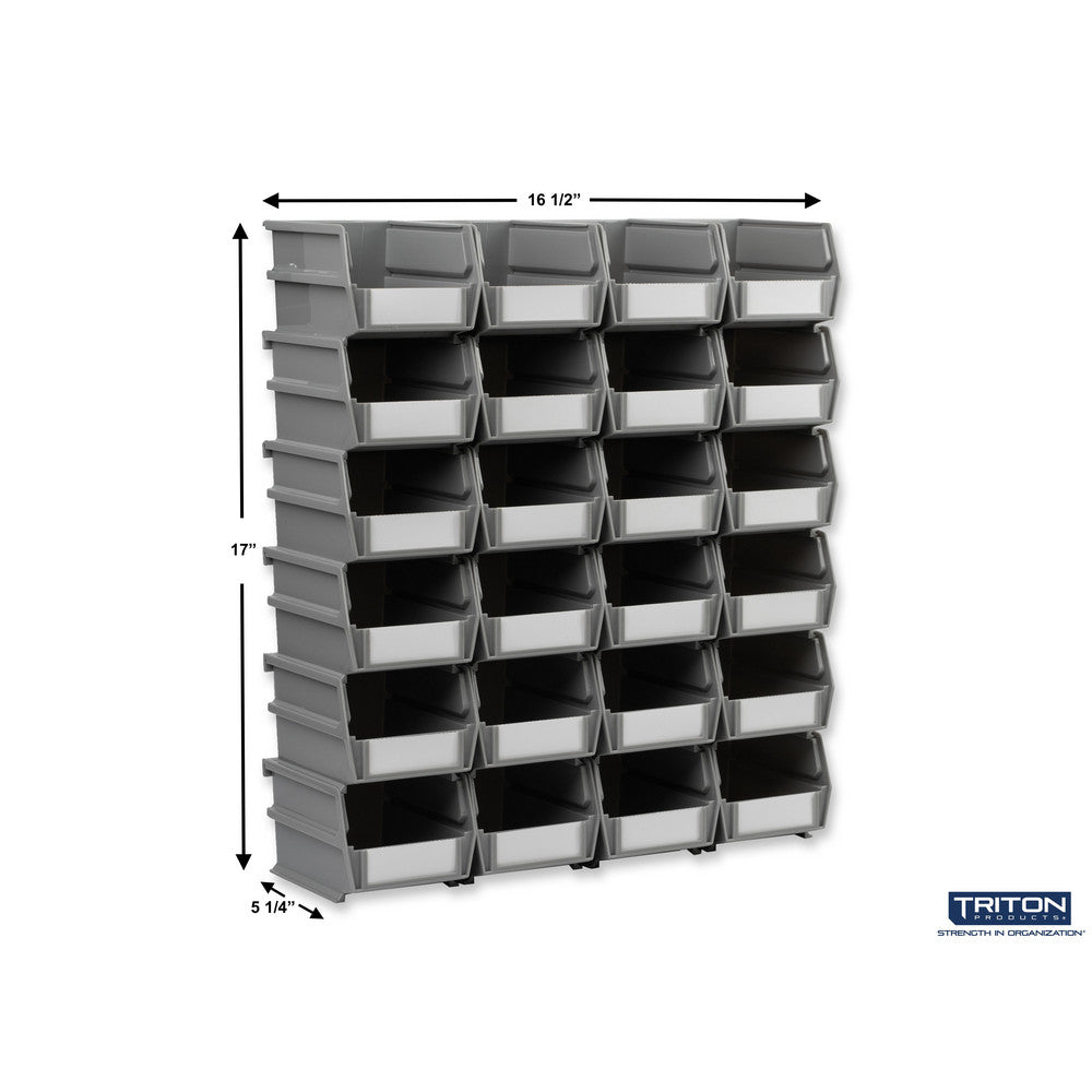 Triton Products 3-210GRWS Wall Storage - Sm Gray Bins/Rails 26 CT