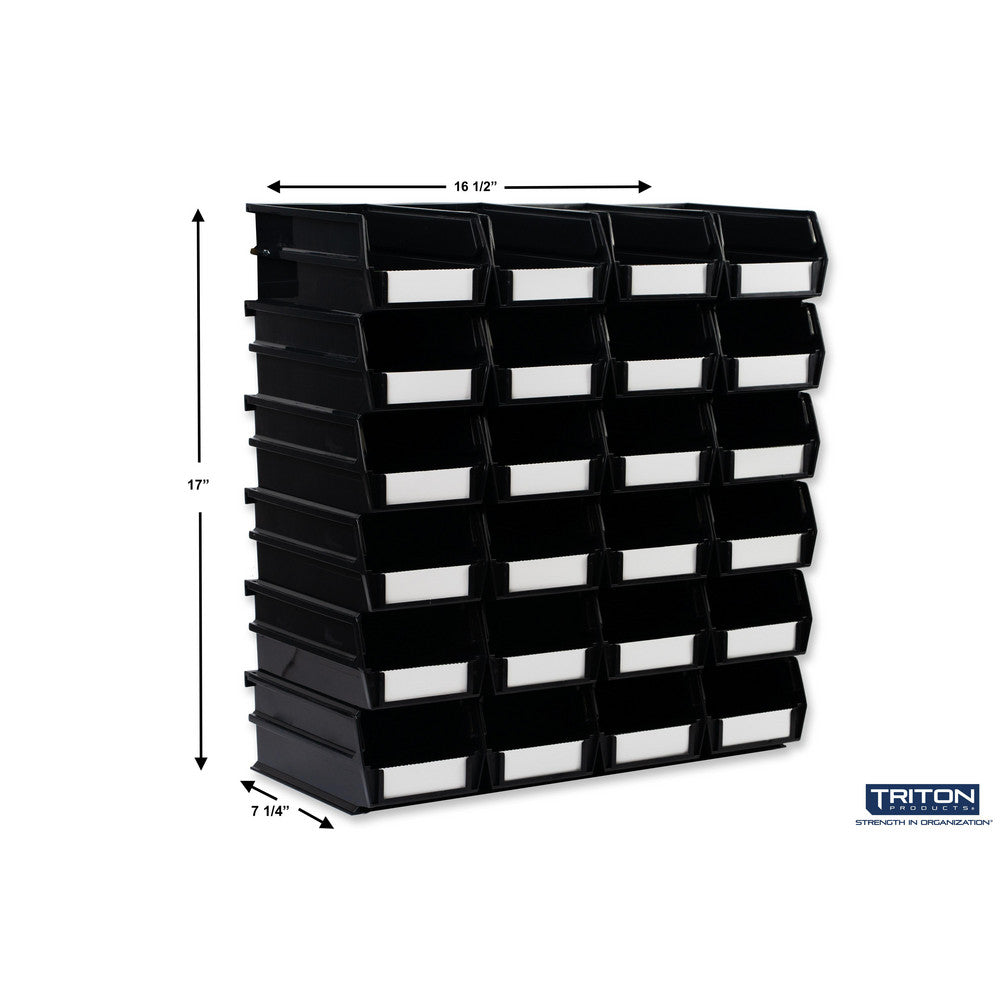 Triton Products 3-220BK 7-3/8" L x 4-1/8" W x 3" H Black Bin 24 CT