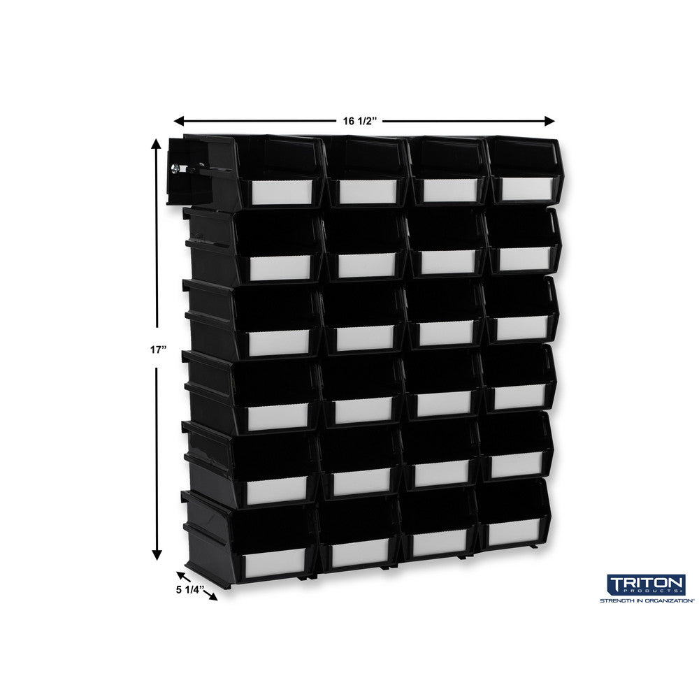 Triton Products 3-210BKWS Wall Storage - Sm Black Bins/Rails 26 CT