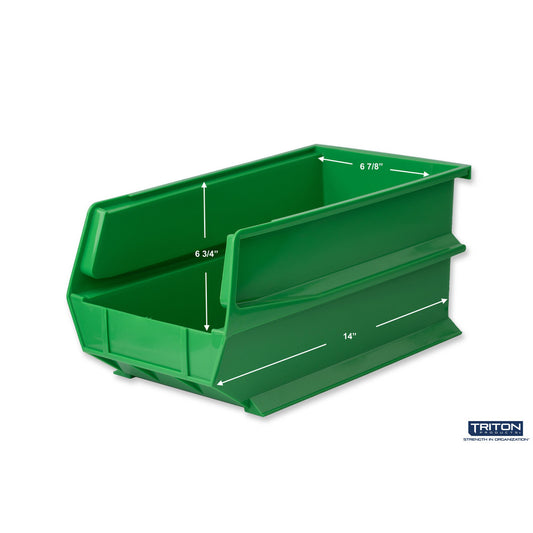Triton Products 3-240GRN 14-3/4" L x 8-1/4" W x 7" H Green Bin 6 CT