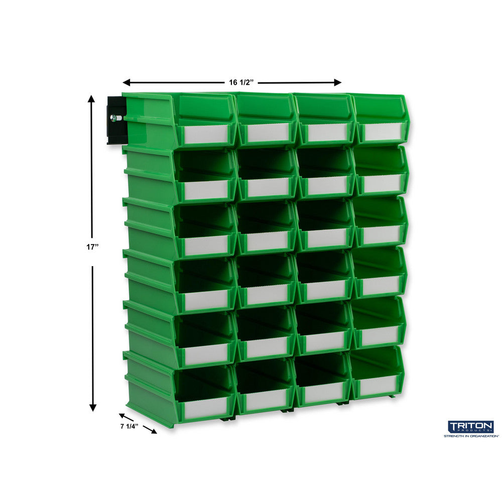 Triton Products 3-220GRNWS Wall Storage-Med Green Bins/Rails 26 CT