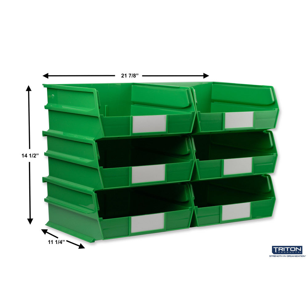 Triton Products 3-235GRN 10-7/8" L x 11" W x 5" H Green Bin 6 CT