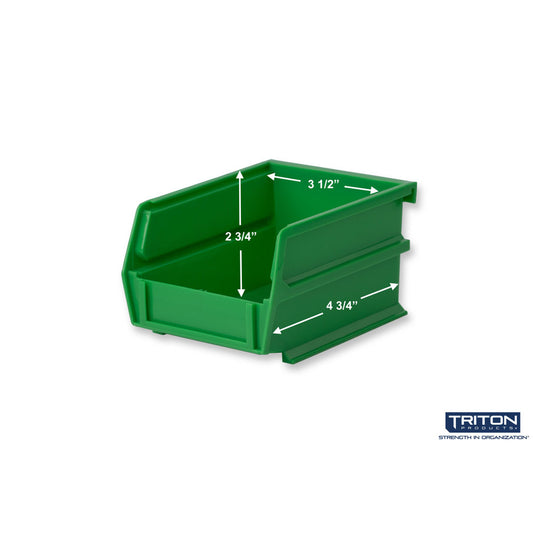 Triton Products 3-210GRN-6 5-3/8"Lx4-1/8"Wx3"H Green Bin 6 CT