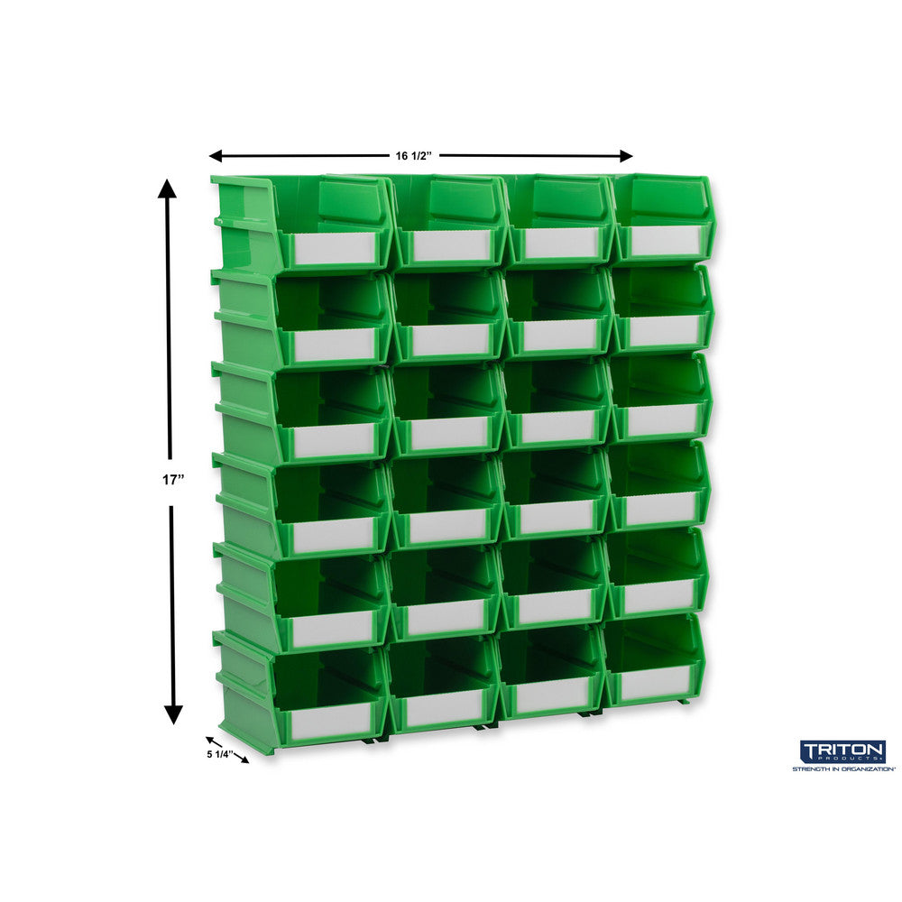 Triton Products 3-210GRN 5-3/8" L x 4-1/8" W x 3" H Green Bin 24 CT