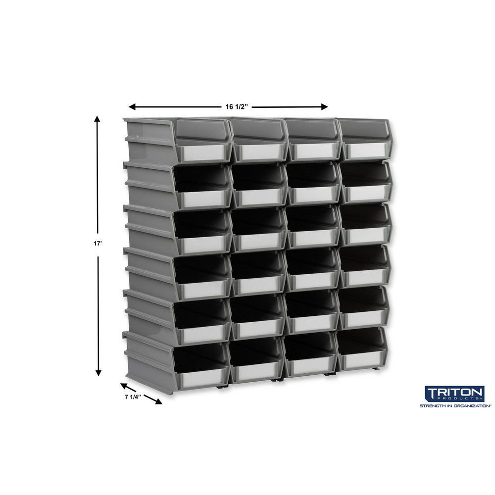 Triton Products 3-220GR 7-3/8" L x 4-1/8" W x 3" H Gray Bin 24 CT