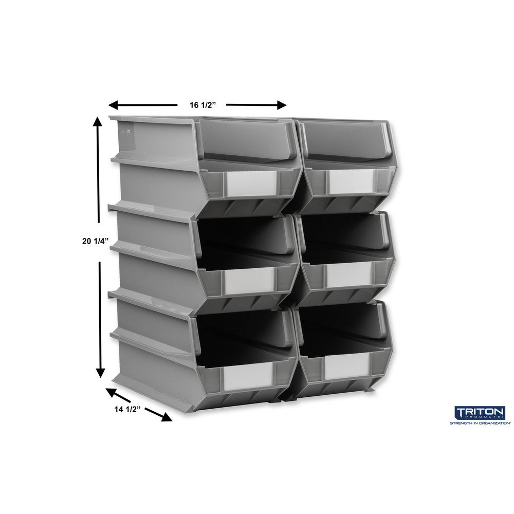 Triton Products 3-240GR 14-3/4" L x 8-1/4" W x 7" H Gray Bin 6 CT