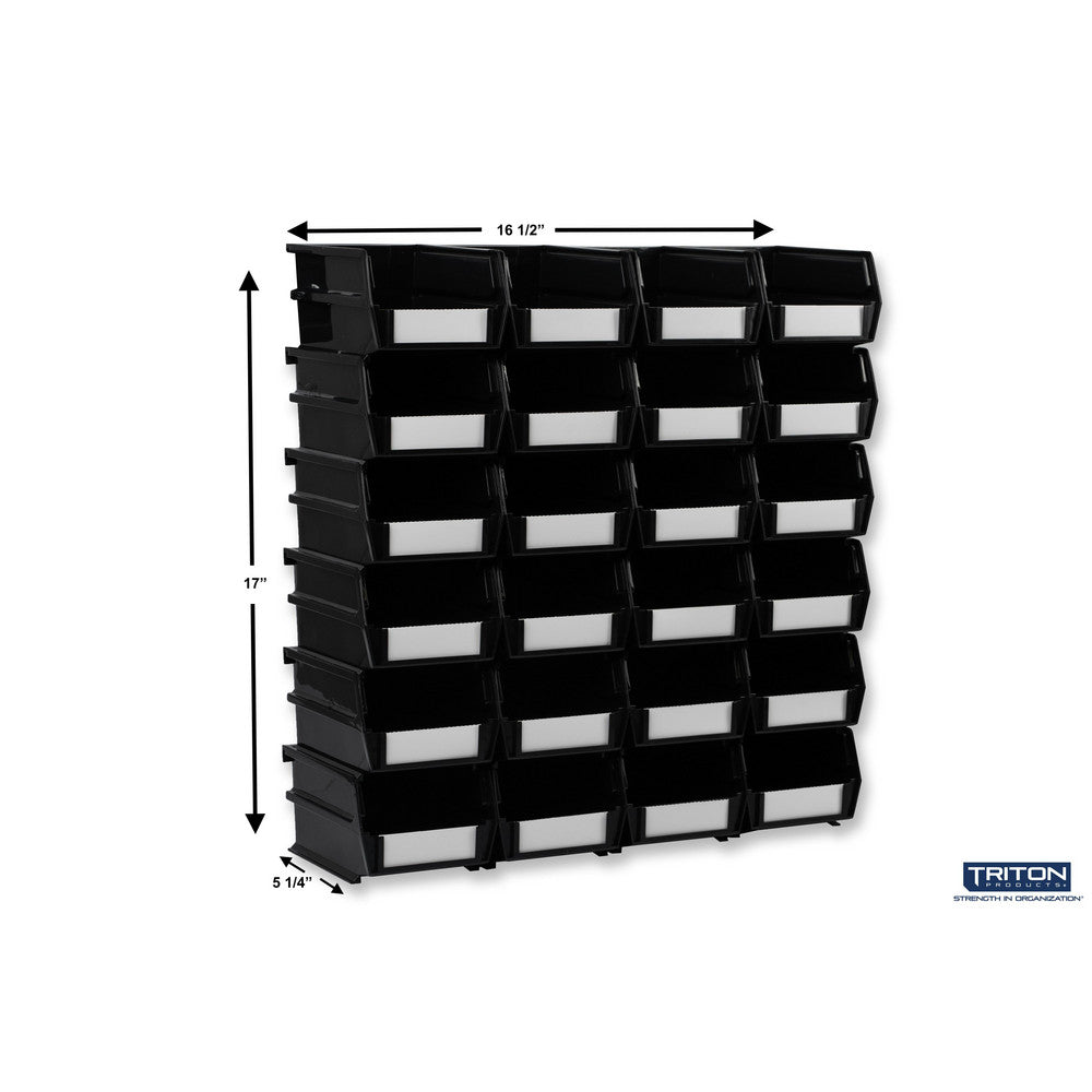 Triton Products 3-210BK 5-3/8" L x 4-1/8" W x 3" H Black Bin 24 CT