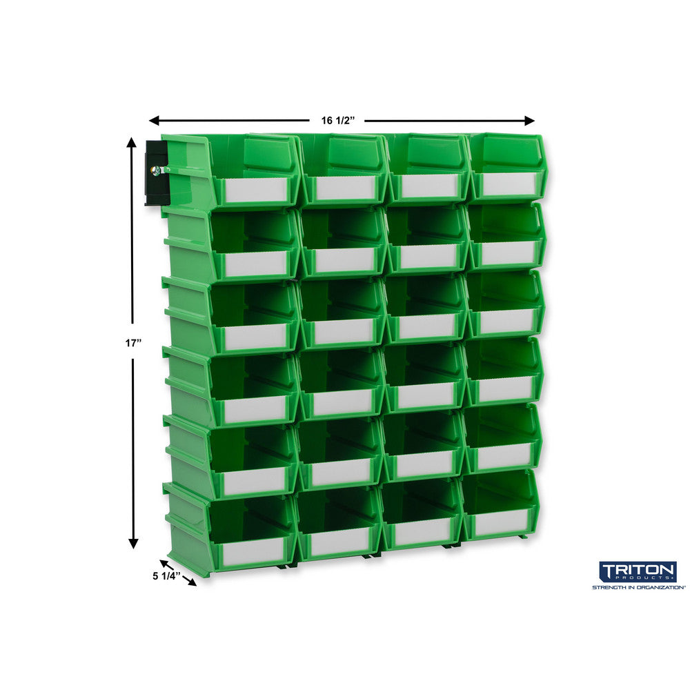 Triton Products 3-210GRNWS Wall Storage - Sm Green Bins/Rails 26 CT
