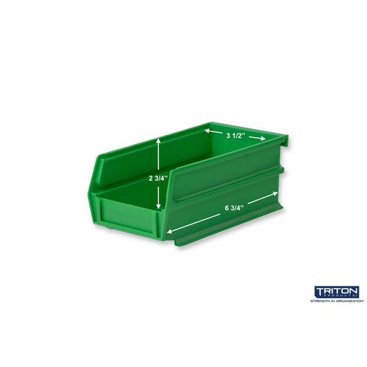 Triton Products 3-220GRN 7-3/8" L x 4-1/8" W x 3" H Green Bin 24 CT