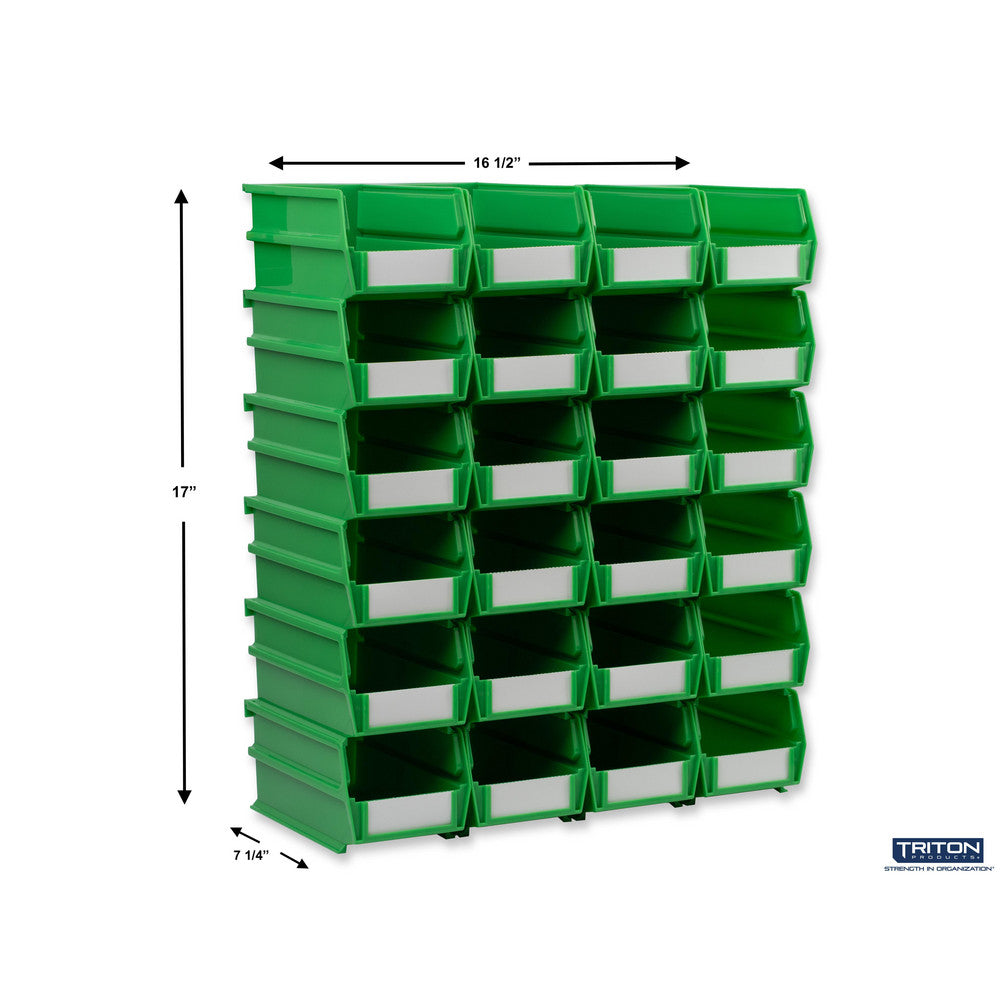 Triton Products 3-220GRN 7-3/8" L x 4-1/8" W x 3" H Green Bin 24 CT