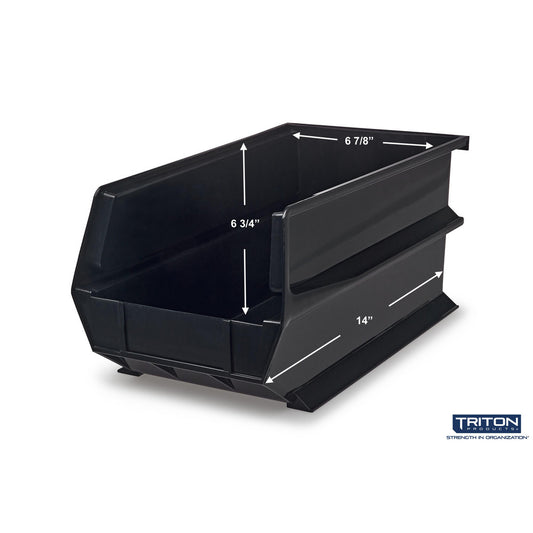 Triton Products 3-240BK 14-3/4" L x 8-1/4" W x 7" H Black Bin 6 CT
