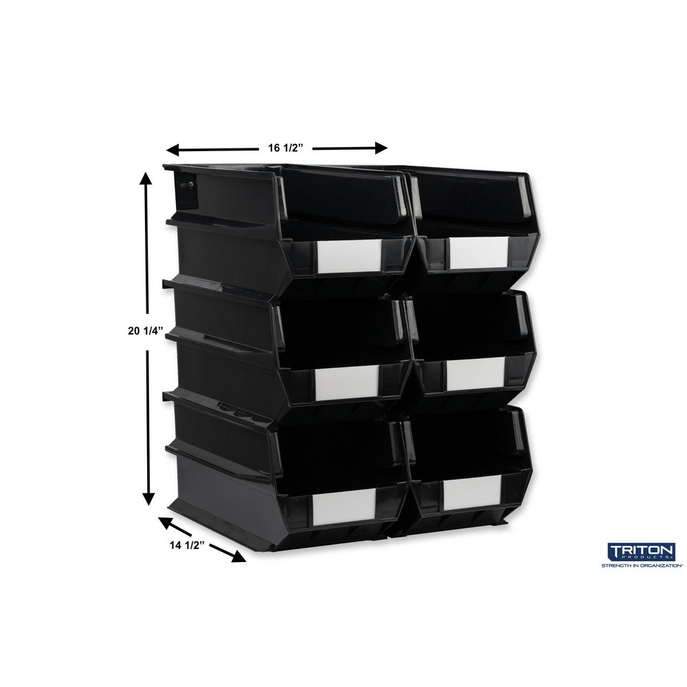 Triton Products 3-240BK 14-3/4" L x 8-1/4" W x 7" H Black Bin 6 CT