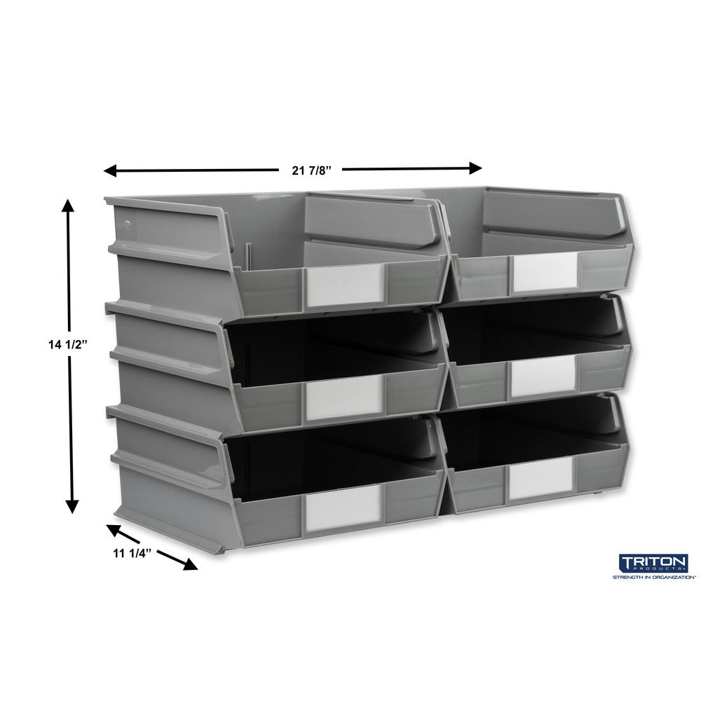 Triton Products 3-235GR 10-7/8" L x 11" W x 5" H Gray Bin 6 CT