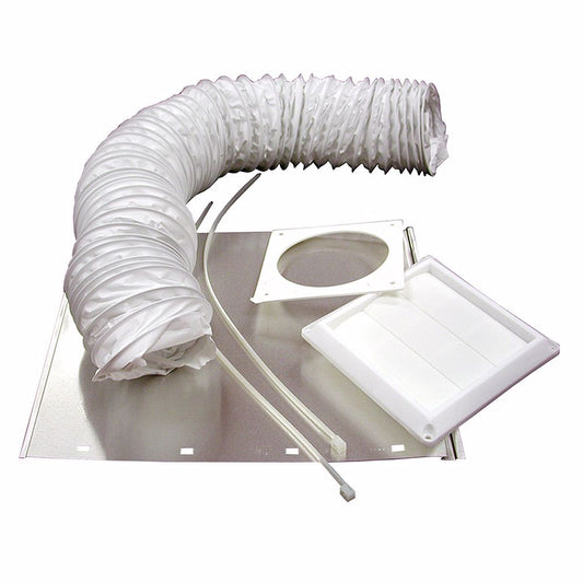 Jones Stephens D04001 4" x 5' Vinyl Duct Vent Kit with Louvered White Hood