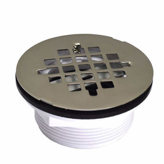 Jones Stephens D4010BN 2" No Caulk Shower Stall Drain with Plastic Body and Brushed Nickel Strainer