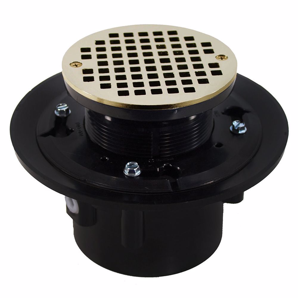 Jones Stephens D49044 2" x 3" Heavy Duty ABS Drain Base with 3-1/2" Plastic Spud and 6" Nickel Bronze Strainer