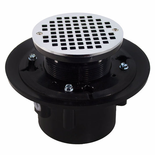 Jones Stephens D49048 2" x 3" Heavy Duty ABS Drain Base with 3-1/2" Plastic Spud and 6" Chrome Plated Strainer