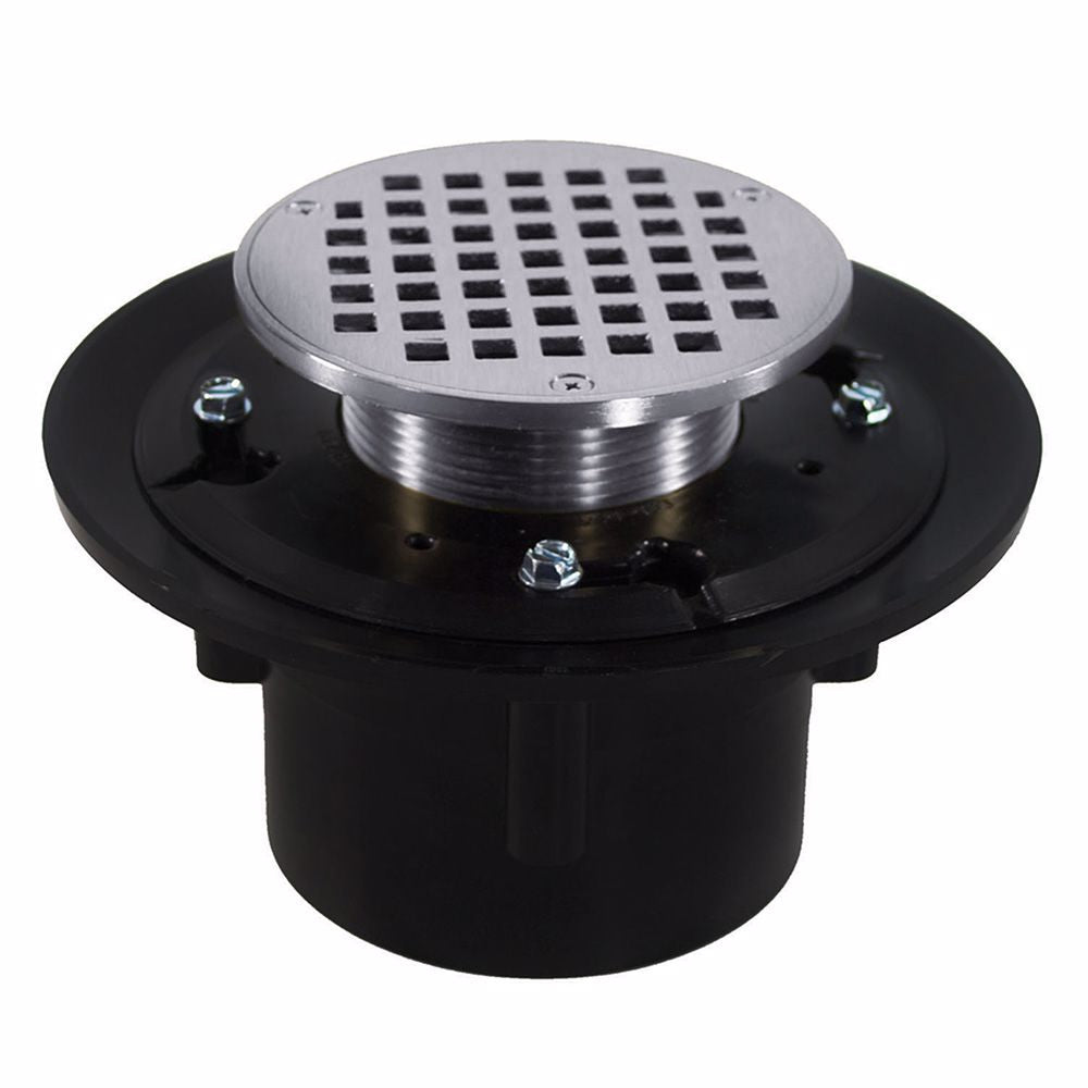 Jones Stephens D49066 2" x 3" Heavy Duty ABS Drain Base with 3-1/2" Metal Spud and 6" Chrome Plated Strainer